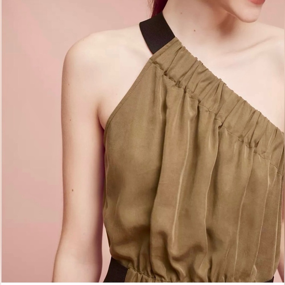 Maeve Olive Green One-Shoulder Jumpsuit - Picture 2 of 16